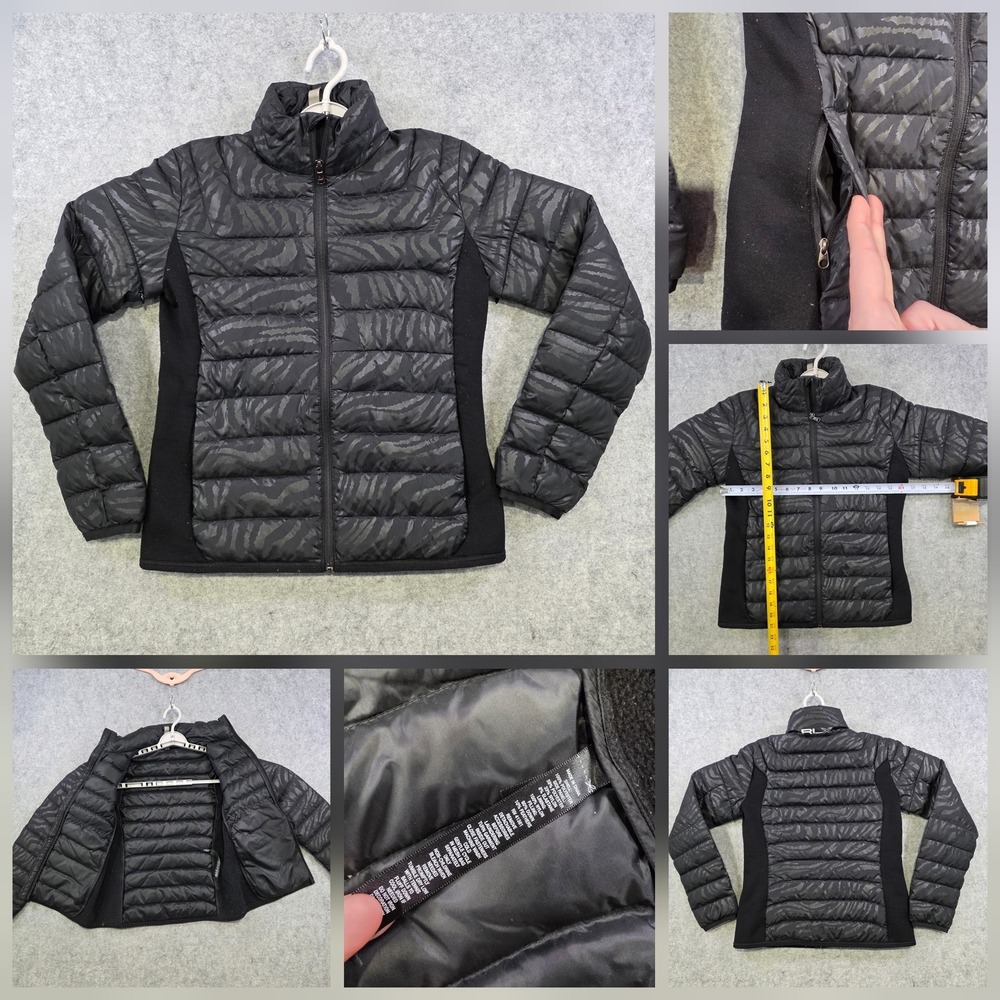 RLX‎ Ralph Lauren Jacket Womens Small? Black Zebra Puffer Full Zip Insulated Ski